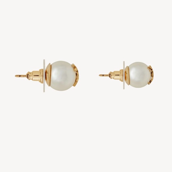 Yves Saint Laurent Casandre Gold Logo Pearl Earrings - Picture 2 of 4